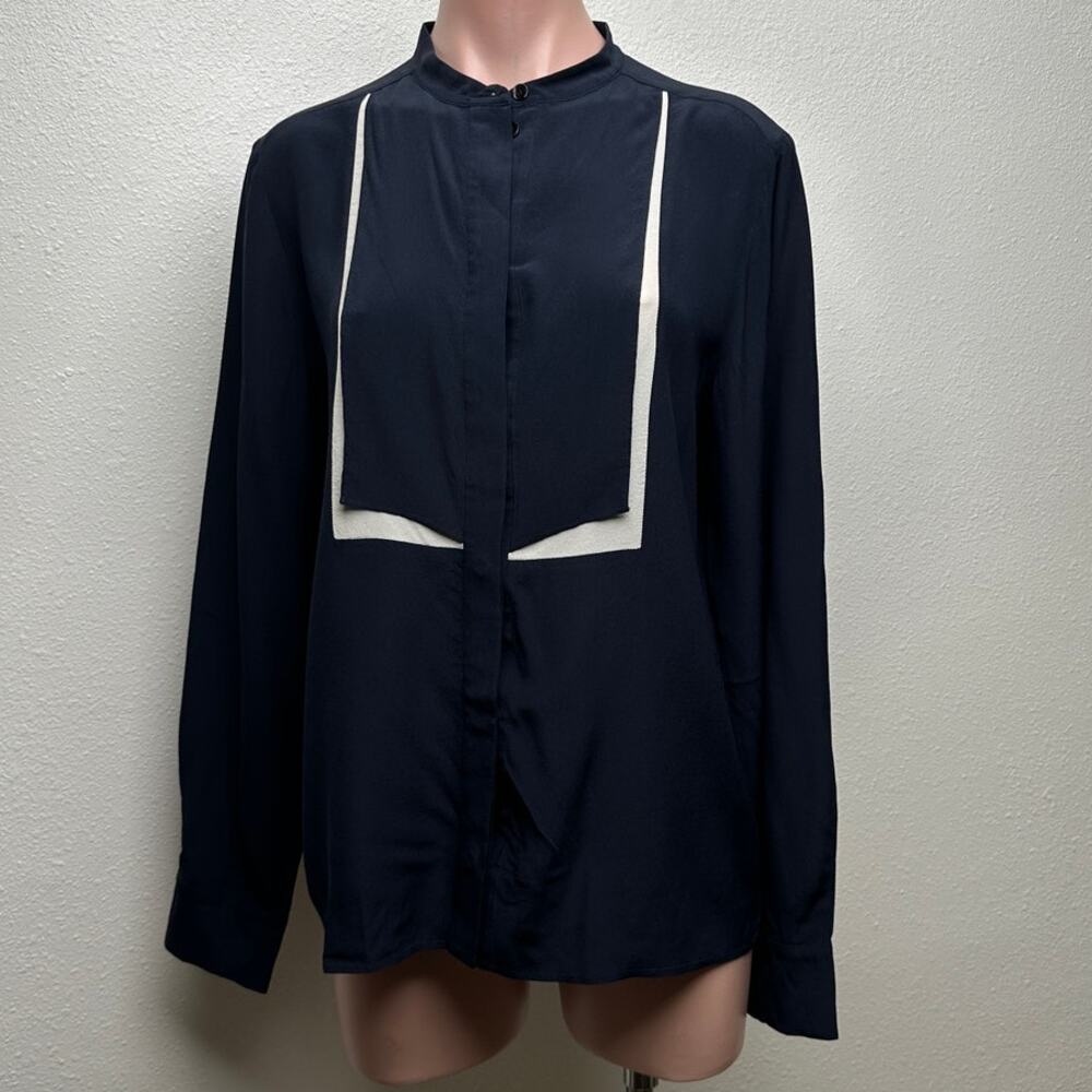 Stella McCartney Blouse Black/Taupe Womens US L 100% Silk